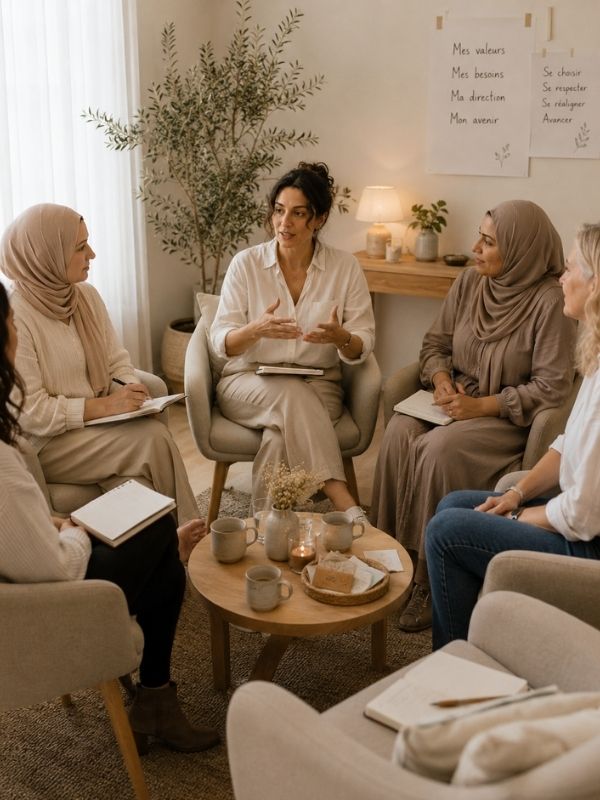 Femmes échangeant lors d'un atelier de réalignement professionnel